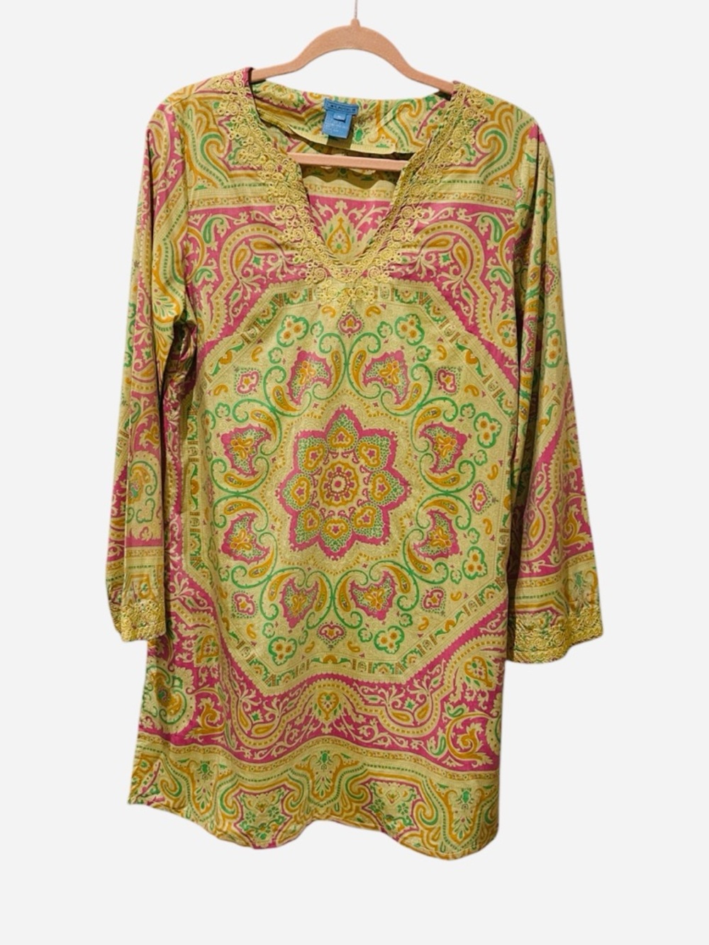 J. McLaughlin Paisley Tunic Dress in Yellow, Orange, Pink & Teal